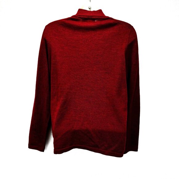 Valerie Stevens Merino Wool Mock Neck Sweater Womens Medium Red Lightweight - Picture 8 of 13